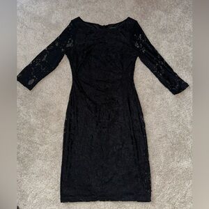 Jessica Howard Elegant Black Lace 3/4 Sleeve Dress